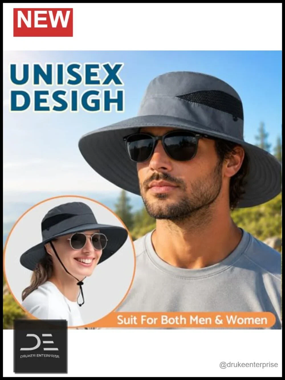 Wide Brim Bucket Hat UPF 50+ Sun Protection for Outdoor Fishing Hiking Camping